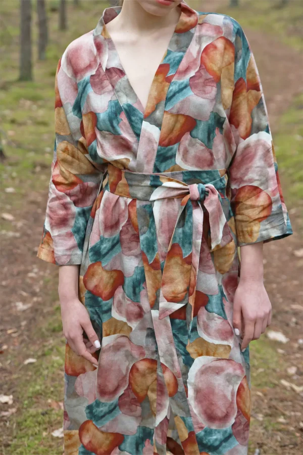 Lniane Kimono Z Autorskim Printem