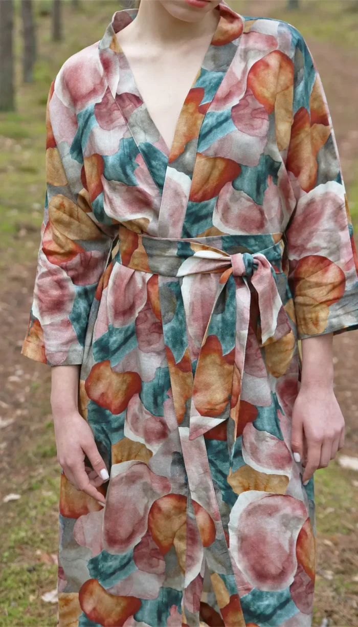 lniane kimono z autorskim printem