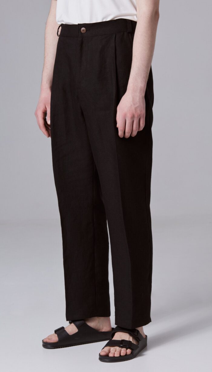 black linen trousers