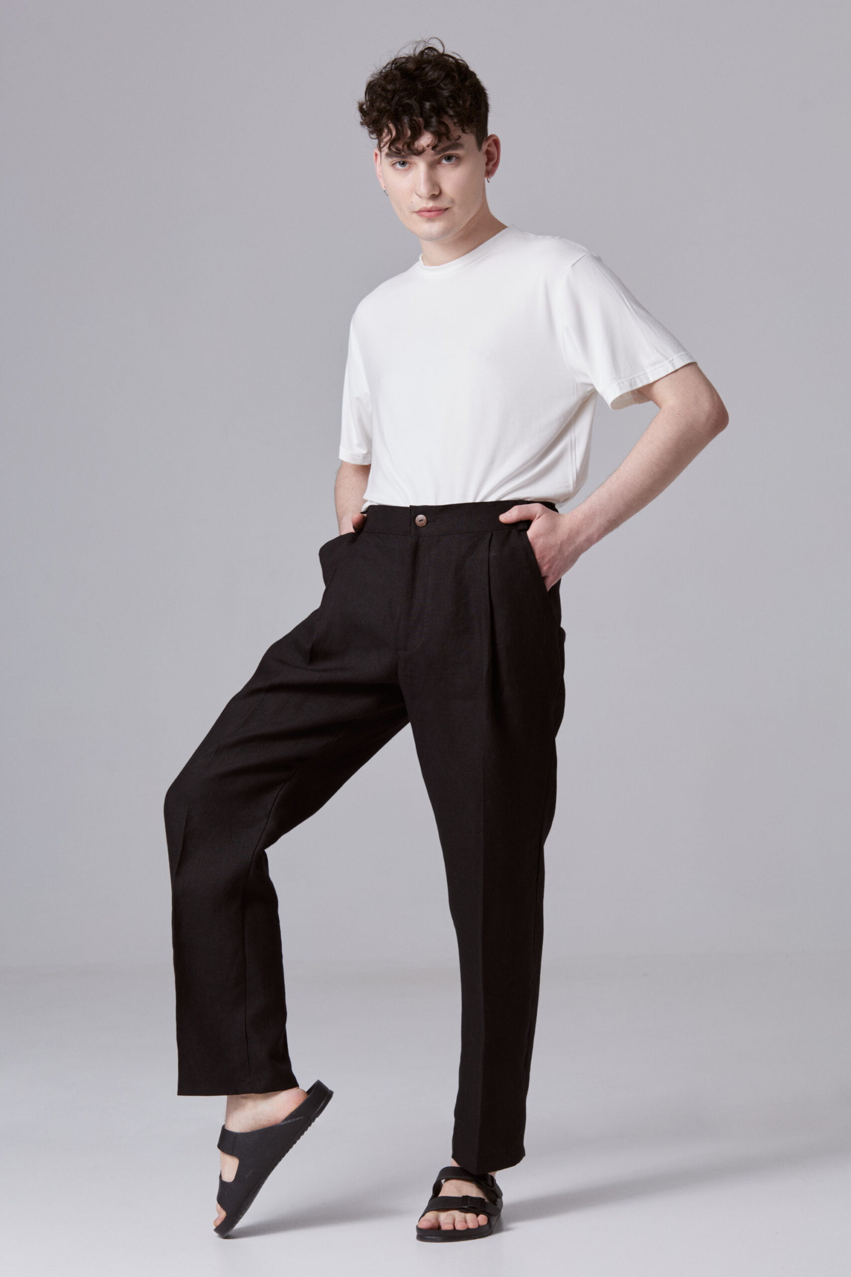 Black linen trousers man - SNY VISION