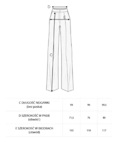 spodnie tabela rozmiarów