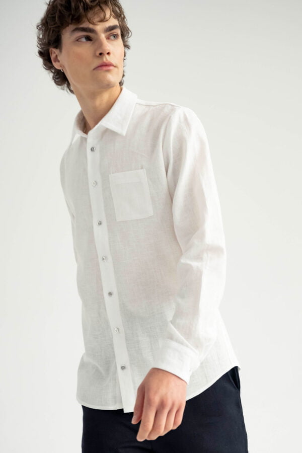 White Linen Shirt Man