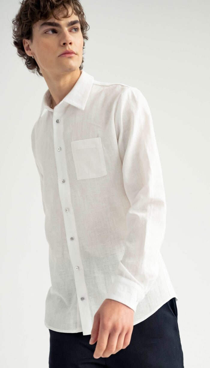 white linen shirt man