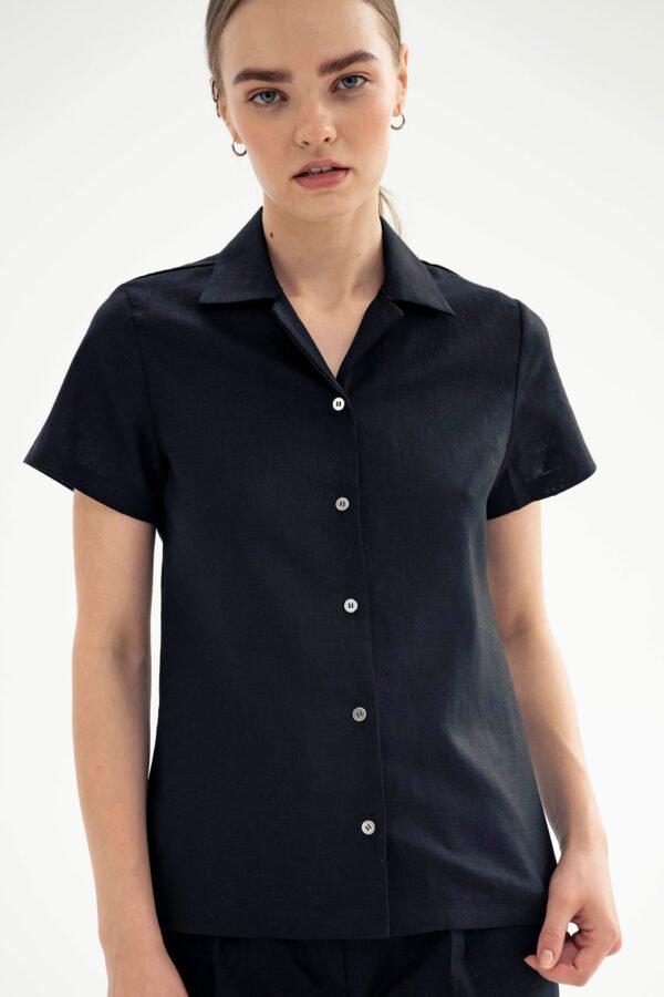 Black Linen Shirt Woman