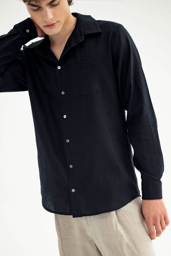 Black Linen Shirt Man