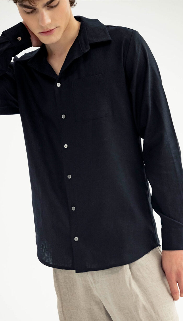 black linen shirt man