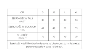 spódnica tabela rozmiarów