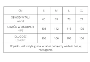 tabela rozmiarów spodnie baroque