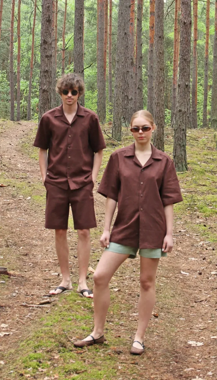 czekoladowa koszula z lnu