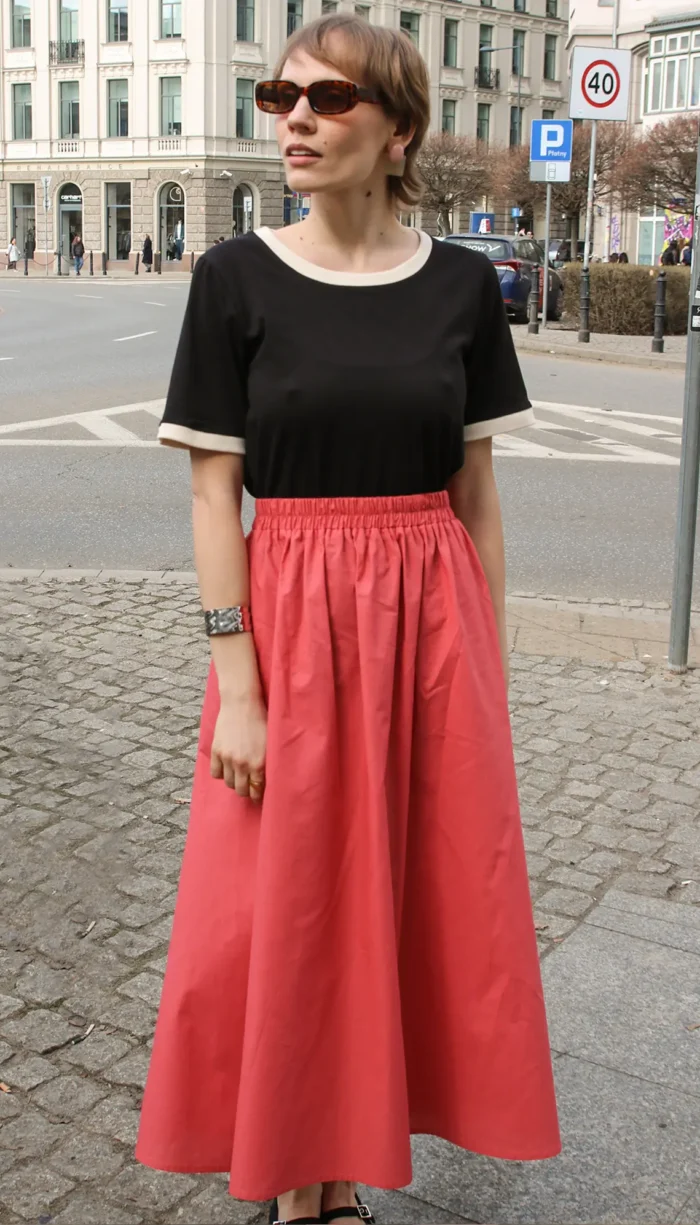 svg+xml;charset=utf » SNY VISION » ubrania dla kobiet i mężczyzn. koralowa spódnica z bawełny