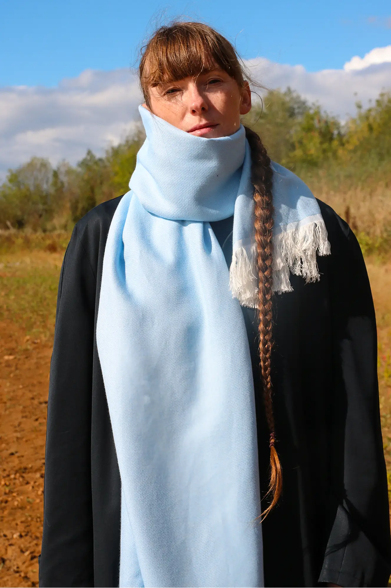 błękitny szal bambusowy icy blue